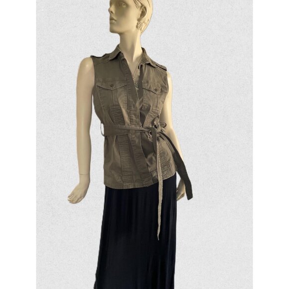 Khaki Vest with Belt, Size S/M, Shirt Vest, Y2K - Picture 9 of 11